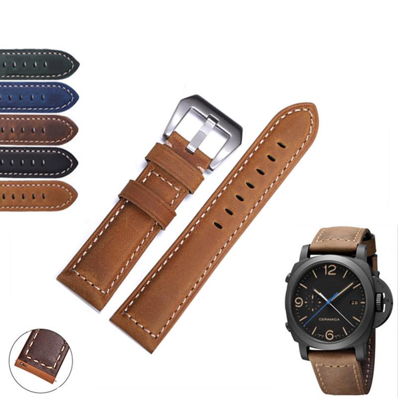 

Ремешок Peihaina Hai из натуральной кожи Crazy Horse для Panerai - Быстросъемный, 20/22/24/26 мм. 26mm Black Buckle чёрный