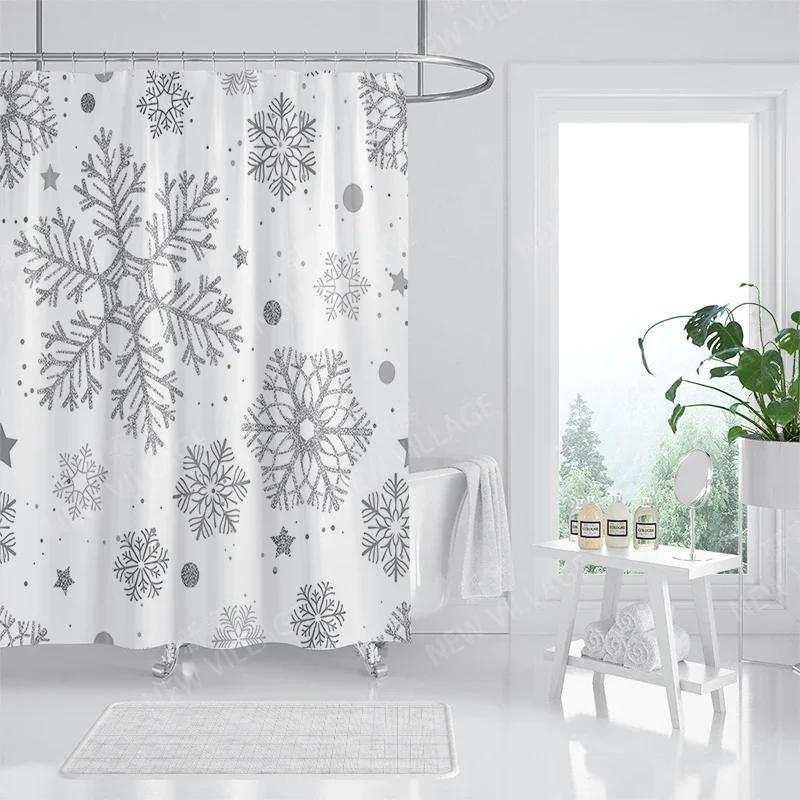 Household Waterproof Fabric Home Shower Curtain Accessories 90x180 Shower Curtain 240 * 200 Christmas Peripheral Shower Curtain