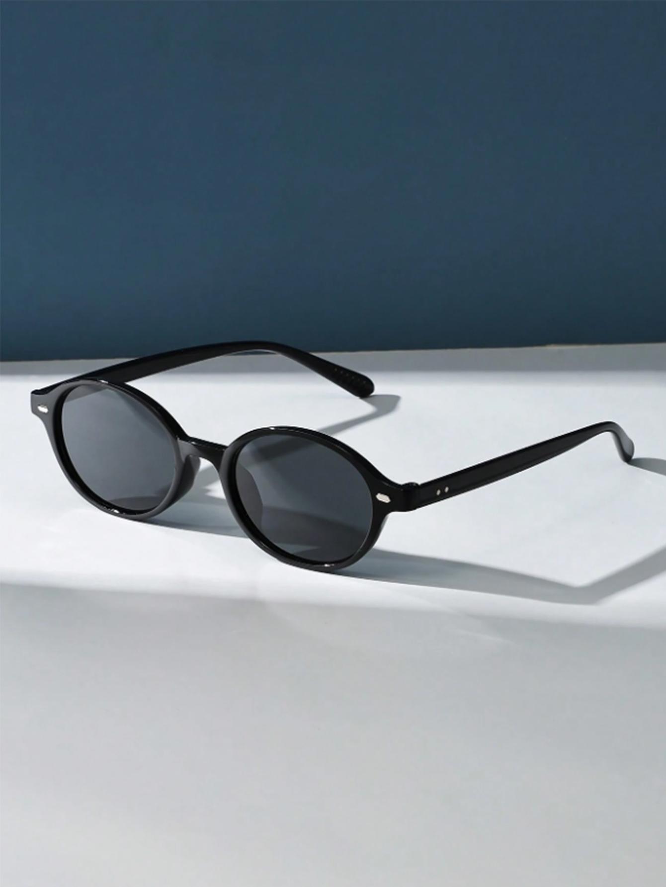 

1Pc Retro Round-Frame Black Sunglasses, Classic Round-Frame Style Suitable for Various Face Shapes, Casual for Going Out