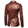 Męska marynarka Slim Fit One Button Men Jacket Gold Print Groom Wedding Dress Suit Stage Club Party Casual Formalne blezery