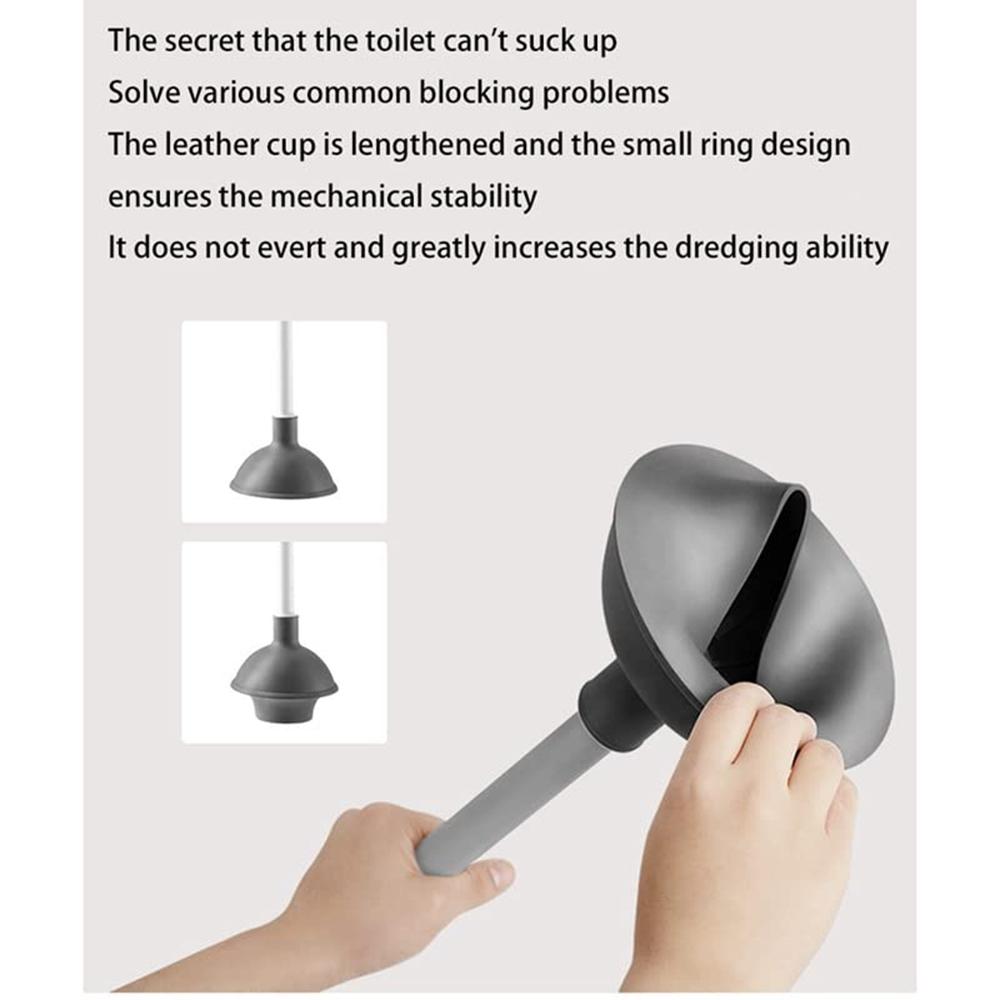 Long Handle Toilet Cleaner Brush Plunger Bathroom Cleaning Tool with Holder Base Set