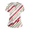 Damen Weihnachtsdruck Uniform Arbeitsuniform V-Ausschnitt Tasche Schutz Arbeitsuniform