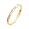 Alloy Bangle With 3 Shining Diamonds and White Shell Accent Fashion Accessory for Stylish Everyday Jewelry Pieces
