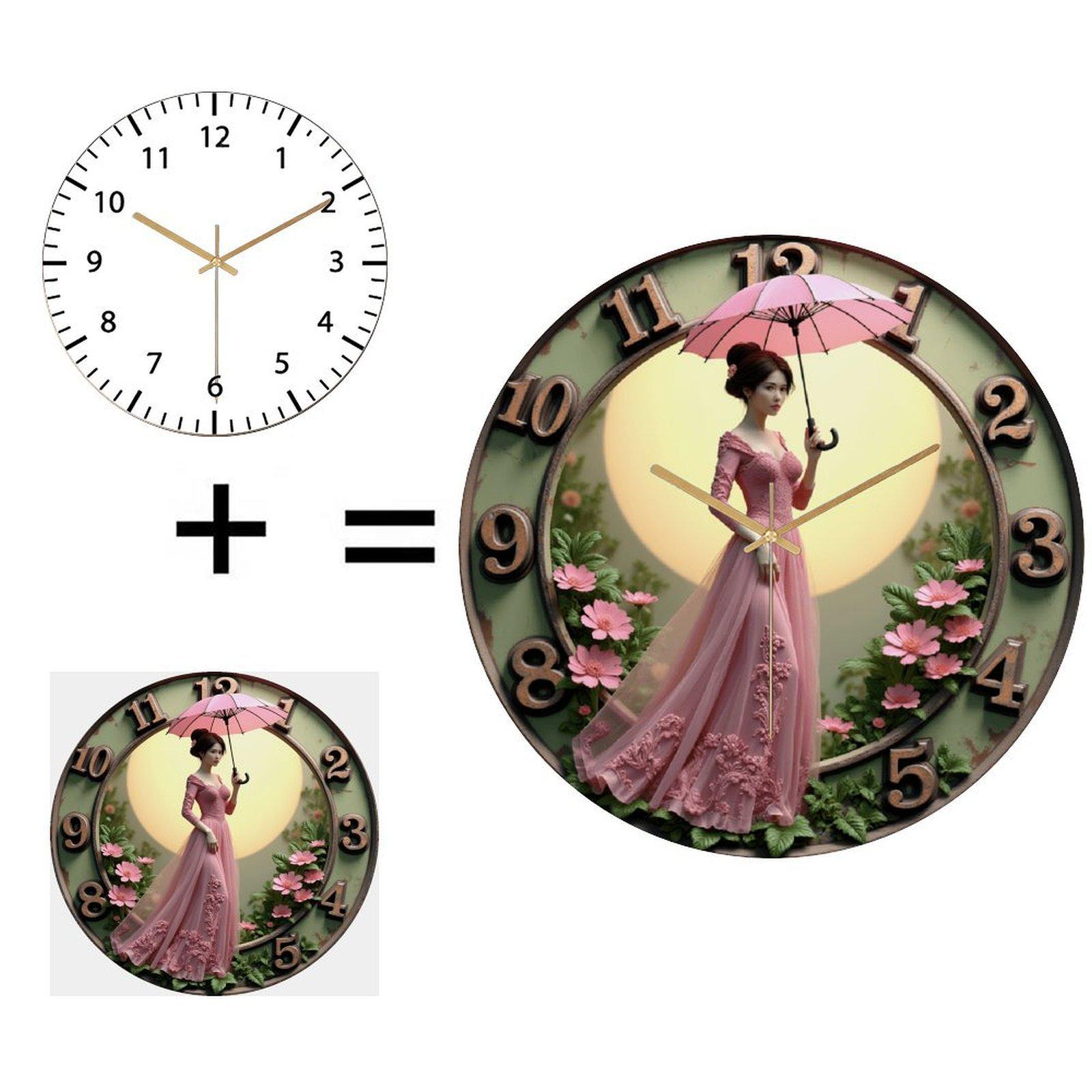 12 Inch Diameter Glass Wall Clock that Positively Enhances Your Daily Environment (White,12 in(30.48cm))