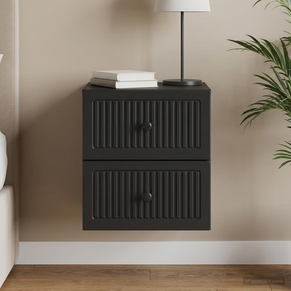 Wall Mounted Nightstand Black 33 X 34.5 X 40 Cm