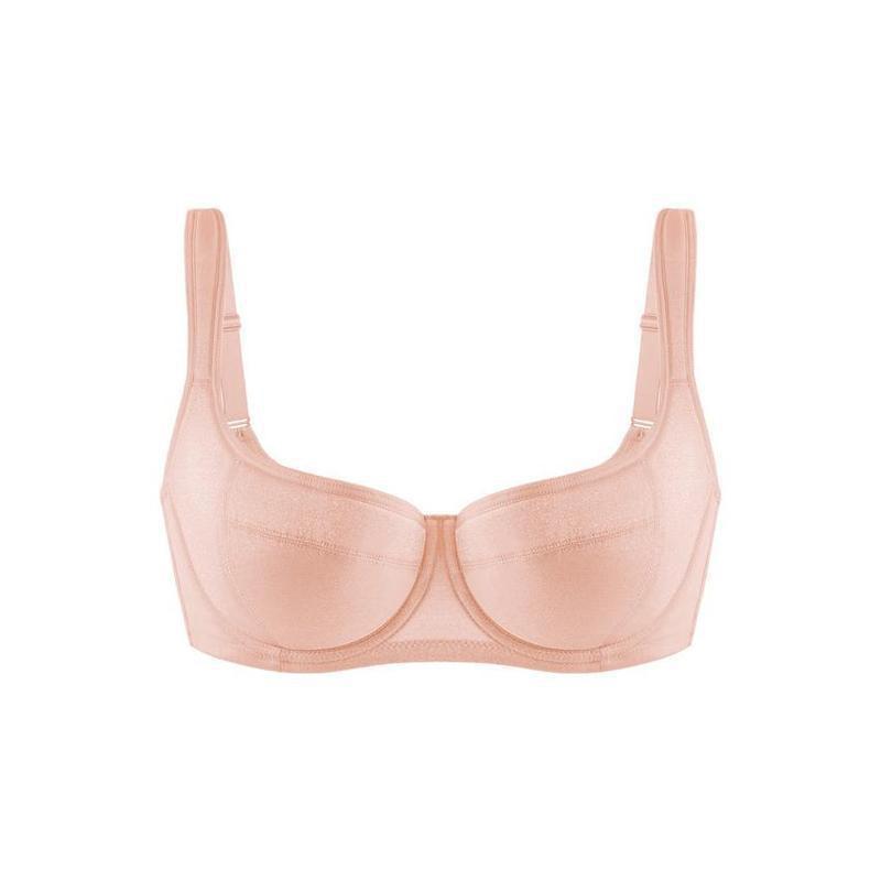 Plus Size Shiny Fabric Wide Strap Lift & Coverage Bra