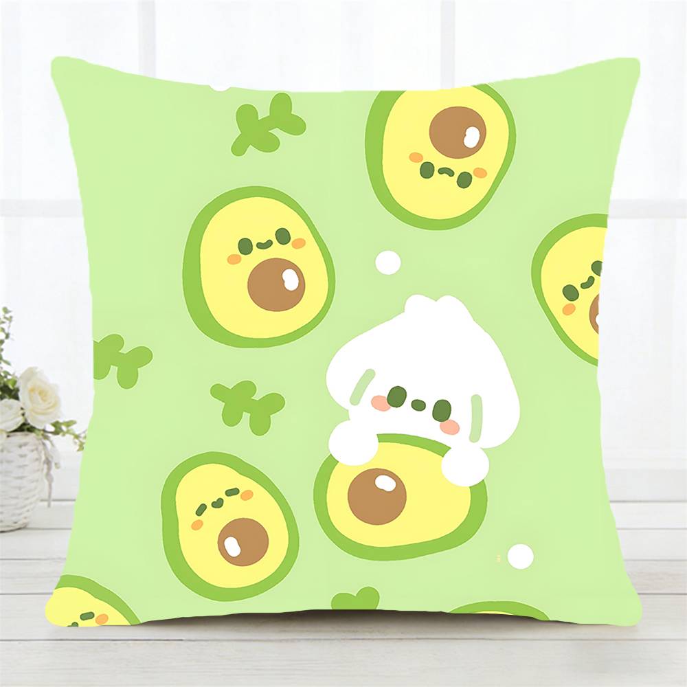 A Green Avocado Pillow Case Fashion Square Pillowcase Bedroom Sofa Room Ins Decoration Leisure