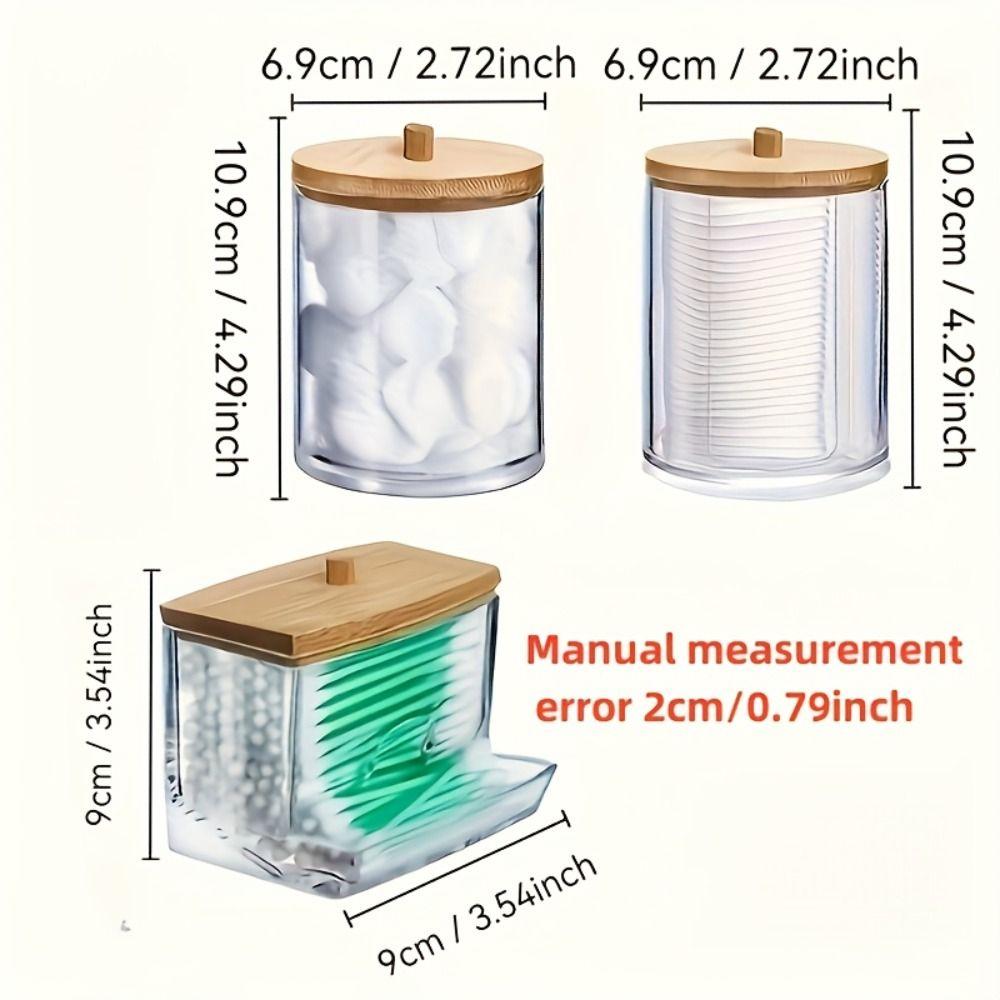 2/3/4Pcs Dust-proof Qtips Storage Holder Set Save Space Apothecary Container Jar  Cotton Pad