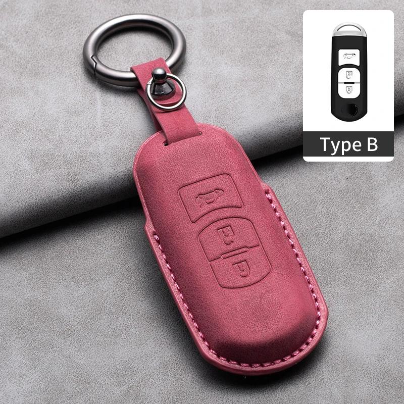 2/3 Buttons Leather Car Key Case Cover for Mazda 2 3 5 6 GH GJ Axela Atenza CX-5 CX5 CX-3 CX-7 CX8 CX-9 2016 2017 2018 CX 2020