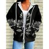 Felpa con cerniera, patchwork, alla moda, larga, casual da donna, stampa floreale, moda primavera ed estate
