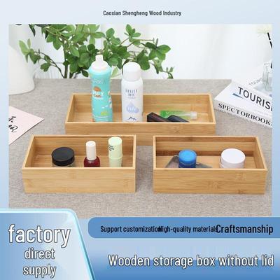 Holz-Aufbewahrungsbox mit offener Oberseite: Haushaltsorganizer für Kleinkram, Schreibtischkosmetik und Bambusartikel