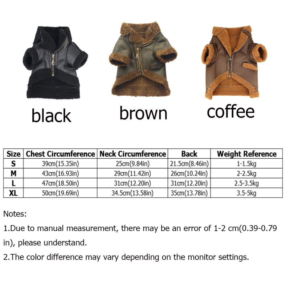 Fashion Thickened Dog Leather Jacket Coat Warm Windproof Dog Motorcycle Jacket Velvet Winter Pet Clothes for Dogs Puppy Cats