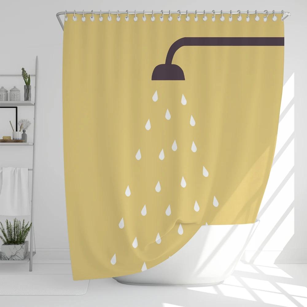 Bathroom Nordic Wind Geometry Shower Curtain Shower Head Abstract Minimalist Art Polyester Fabric Shower Curtain with Hooks