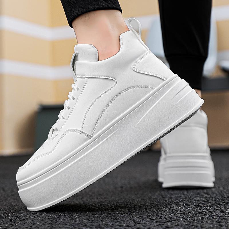 Street Platform White Sneakers Men High Top Men's Skateboard Shoes Fashion Casual Leather Chunky Sports Shoes Men Tenis Hombre
