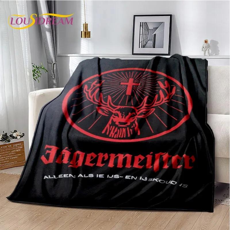 

3D немецкий Jägermeister Лось Мягкое Фланелевое Одеяло для Кроватей Спальни Дивана Пикника, Плед для Покрытия На Улице Отдыха Подарок 75x90cm
