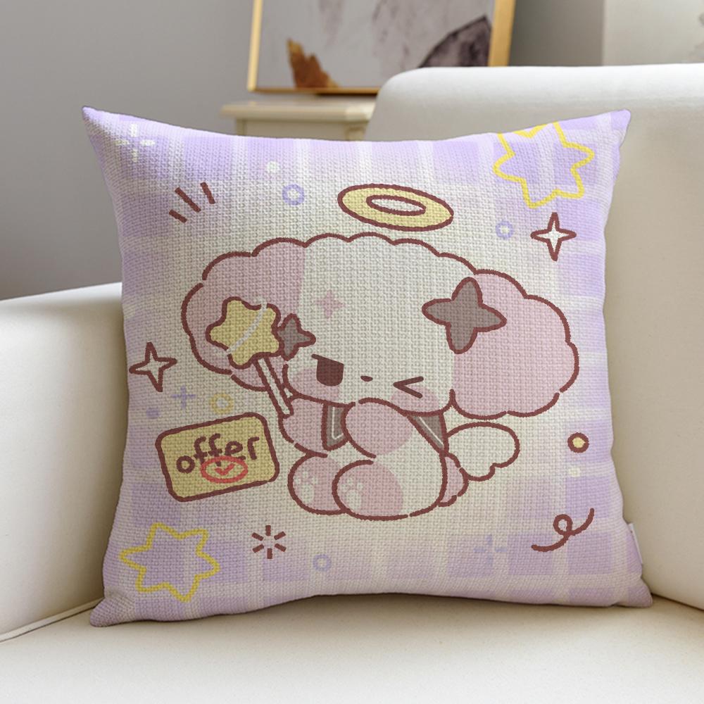 Sweet CCute NNonoS Cushion Cover Breathable and Skinfriendly Linen Pillowcase Square Removable and Washable Cushion