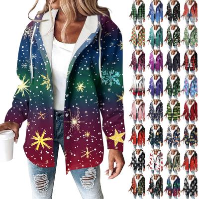 Women's Coat Casual And Fashionable Composite Thick And Warm Printed Hooded Jacket