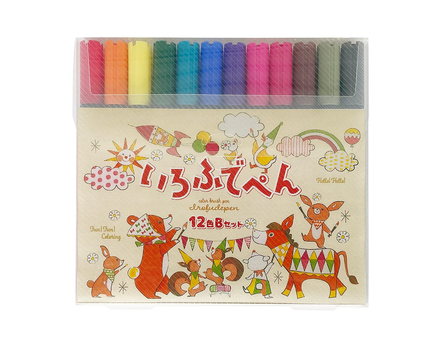 Набор кистей-ручек Kokuyo Color Brush Pen, Многоцветный, 12 цветов B, На водной основе KE-AC34-12B,