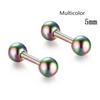 New Unisex Women Gold Black Barbell Earrings Stainless Steel Ball Fashion Jewelry Stud Earrings