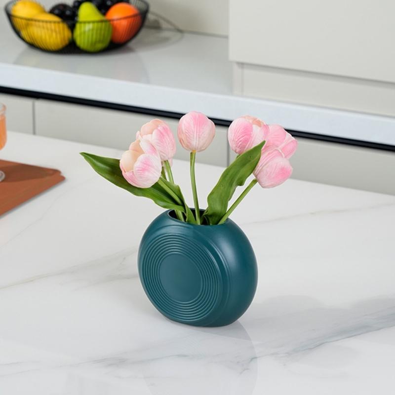 Unbreakable Plastic Flower Vases With Ceramics Look Modern Design For Small Bouquets Indoor Table Centerpieces Decors