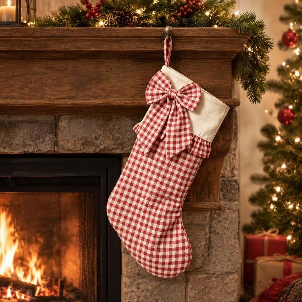 Plaid Hanging Gift Bag Striped Festive Stocking Unique Christmas Stocking Gift Giving