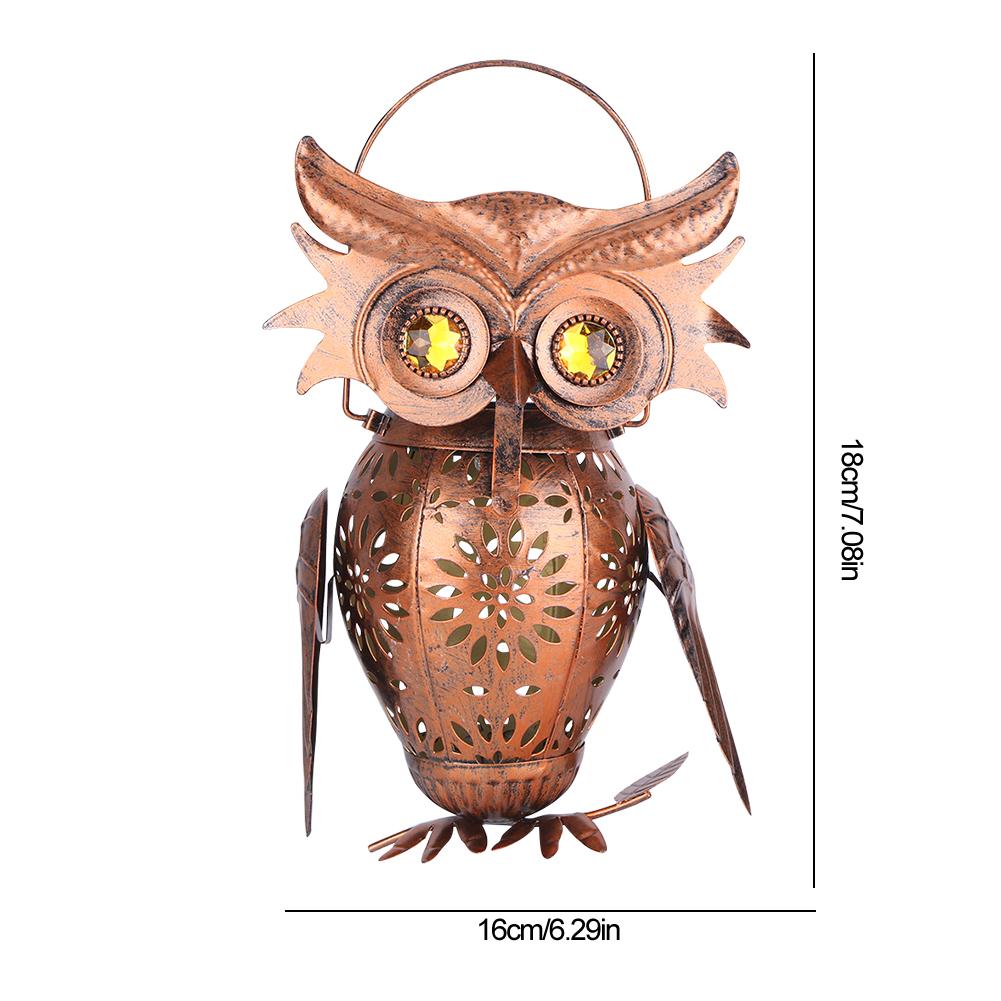 Solar Powered Owl Garden Lantern IP65 Waterproof Hanging Owl Lantern Auto On/Off Iron Hollow Out Lantern for Patio Yard Pathway