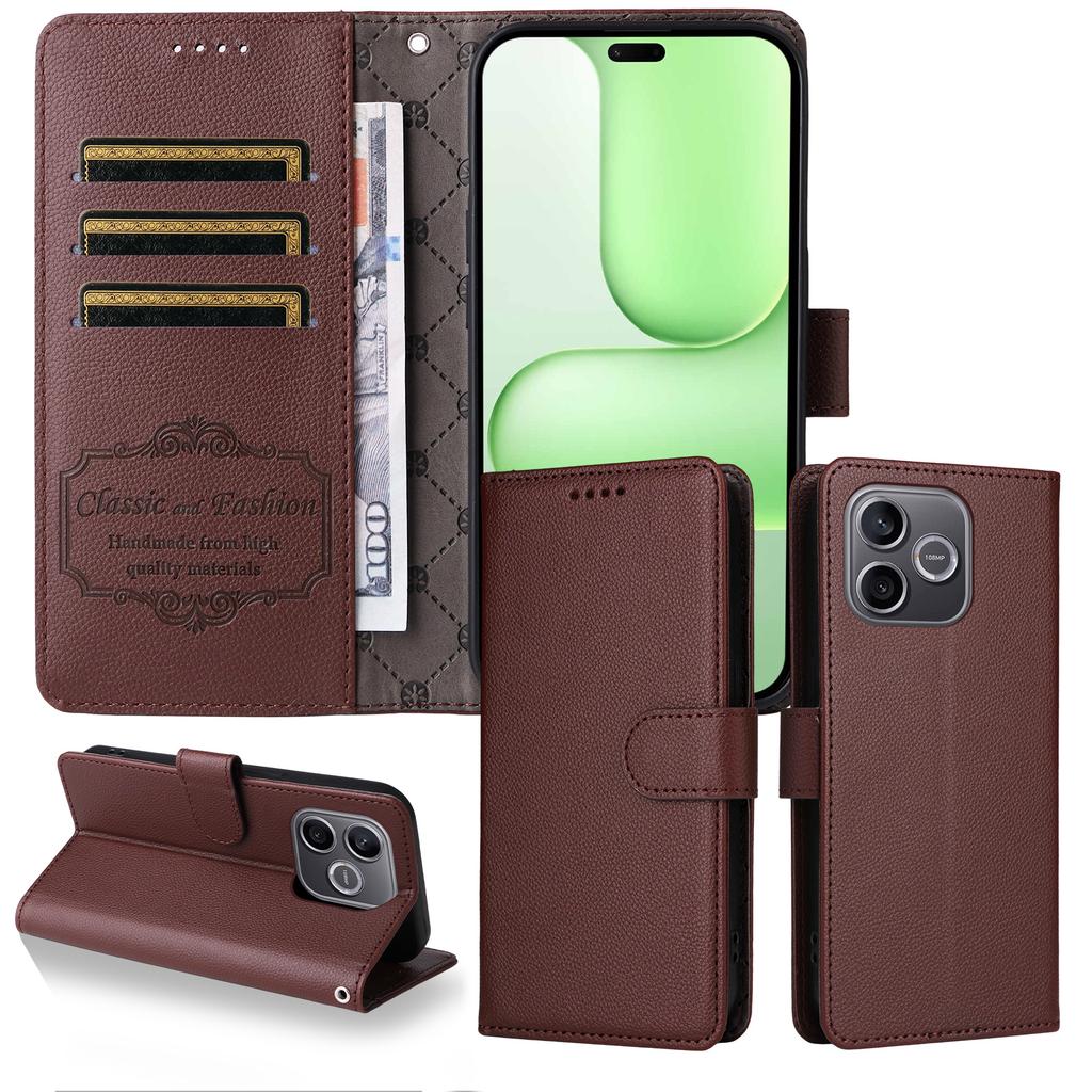 Case for 600 Lite 5G - Leather/PU, Brown, With Card Holder