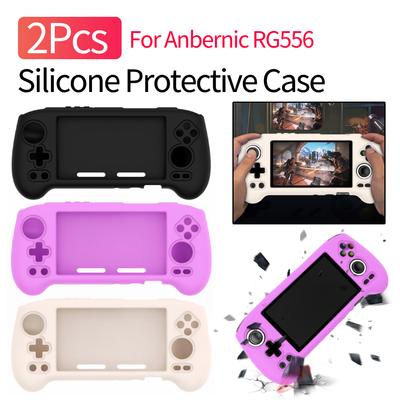 2 Pcs Silicone Case for Anbernic RG556 Retro Handheld Game Console Shockproof Soft Protective Cover Anti-Scratch Shell Sleeve