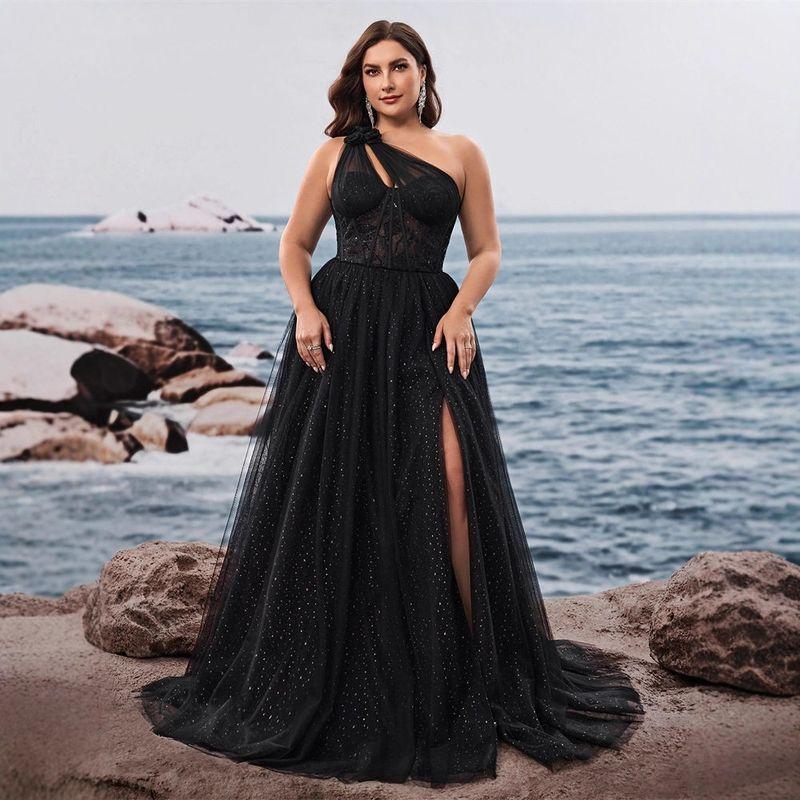 European Plus Size Formal Dress, Foreign Trade Dress, Tie-Up Dress, Plus Size 4XL Wedding Dress Black European Size Is Too Big 0 XL