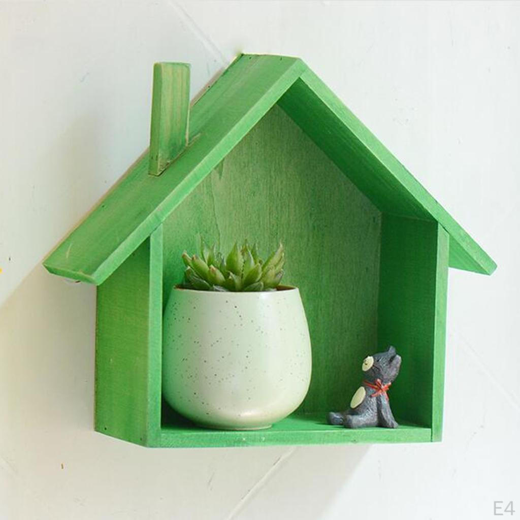 Display Shelf Wood House Shape
