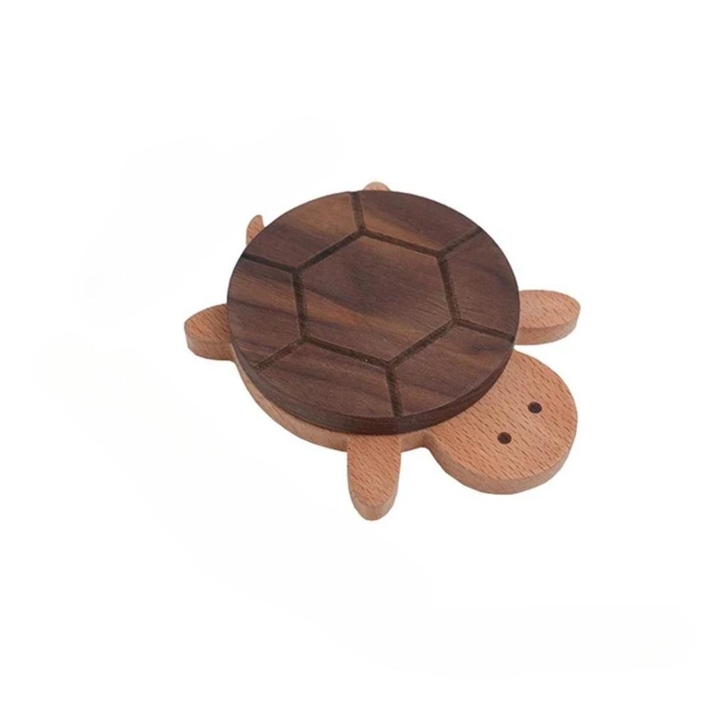 

Cute Turtle Wooden Heat Insulation Mat Made of Black Walnut for Teapot Kettle Anti Scald Table Use