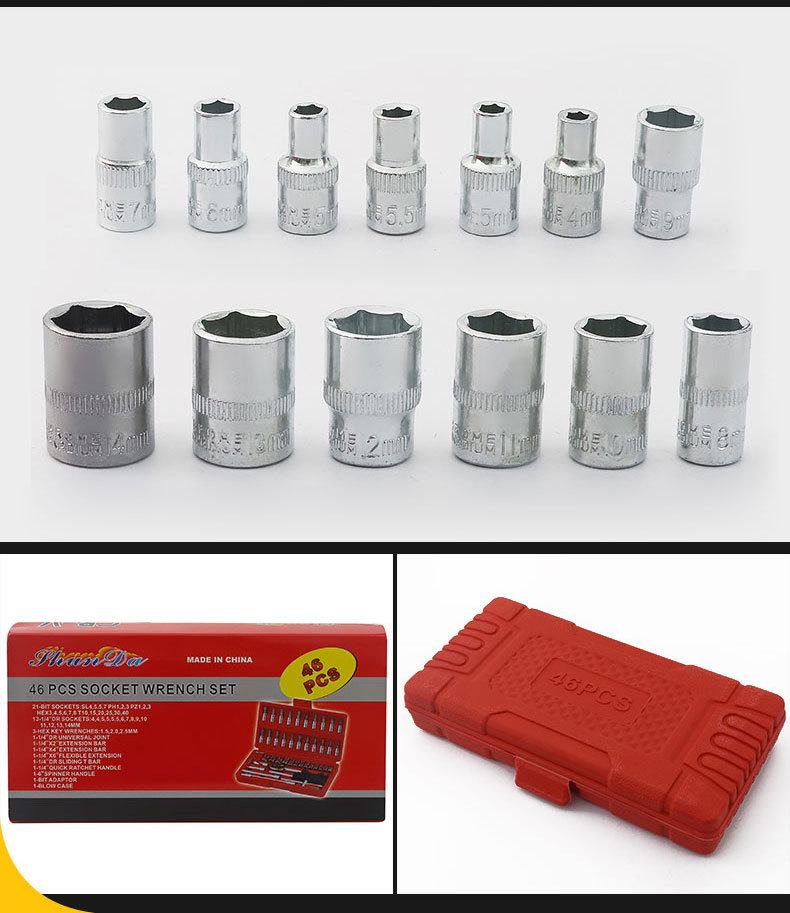 46-Piece Household Repair Tool Set with 1/4 Ratchet, Sockets, Screwdrivers, Hex Key.