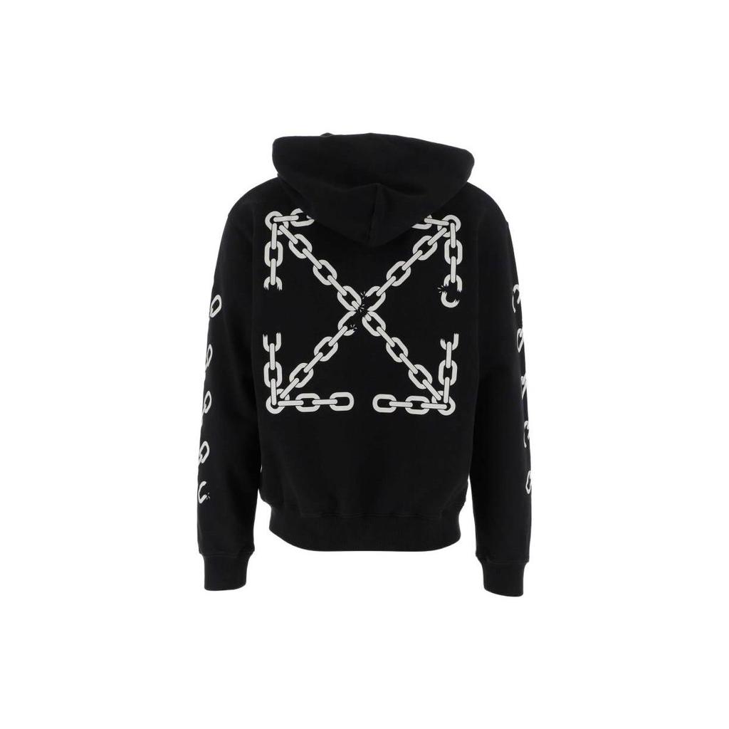 OFF WHITE Felpa con cappuccio e zip aderente Chain Arrow OMBE013F22FLE0061001