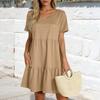 Women's Casual Fashion Round Neck Short Sleeve Color Cake Skirt