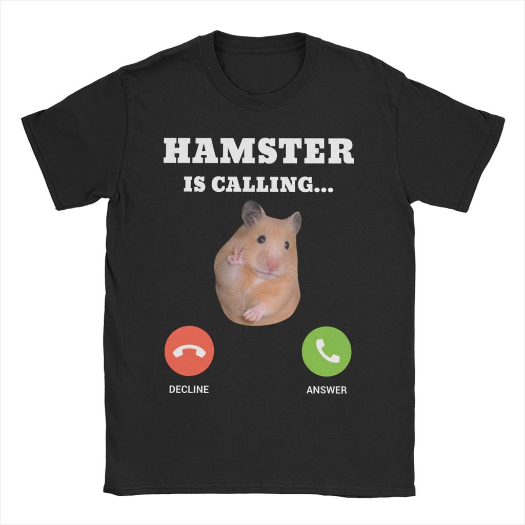 Dank Meme Hamster Staring Front Camera Hamster Calling WoUnisexs T Shirt Tee Shirt TShirts Pure Cotton Birthday Present Clothing