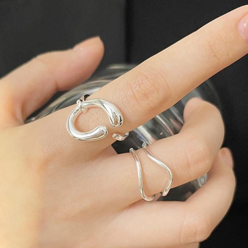 Stunning Irregular Geometric Liquid Metal Ring For Women Adjustable Finger Accessory