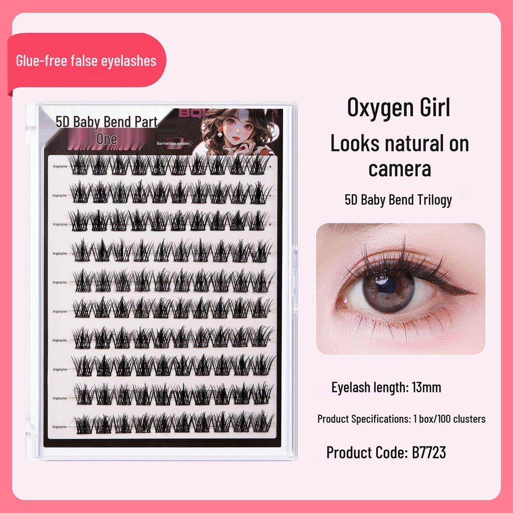 5D Baby Curved Glue-Free False Eyelashes - Manga Style Clusters, Lightweight & Natural, Mother-Like, Large Capacity.