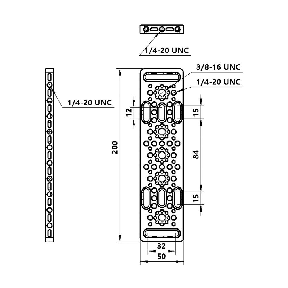 HDRIG Multi-Functional Cheese Plate with 1/4" & 3/8" ARRI Holes (#3828)