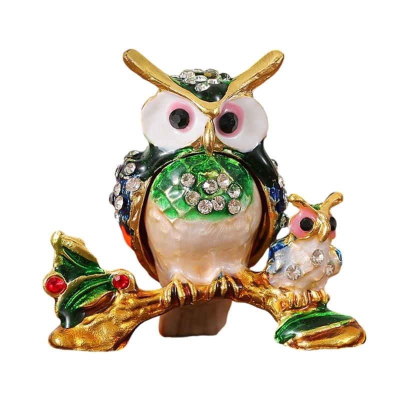 

Elegant Owl Design Zinc Alloy Jewelry Case With Secure Compartments For Jewelry Display And Home decors