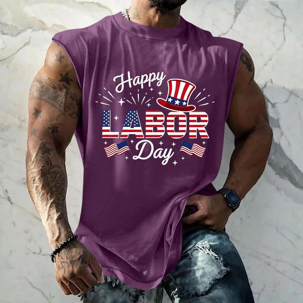 Men's Sleeveless Muscle Tank Top Casual Loose Fit Graphic Print Workout Gym Shirt Summer Sportswear