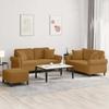 3 Piece Sofa Set with Cushions Brown Velvet