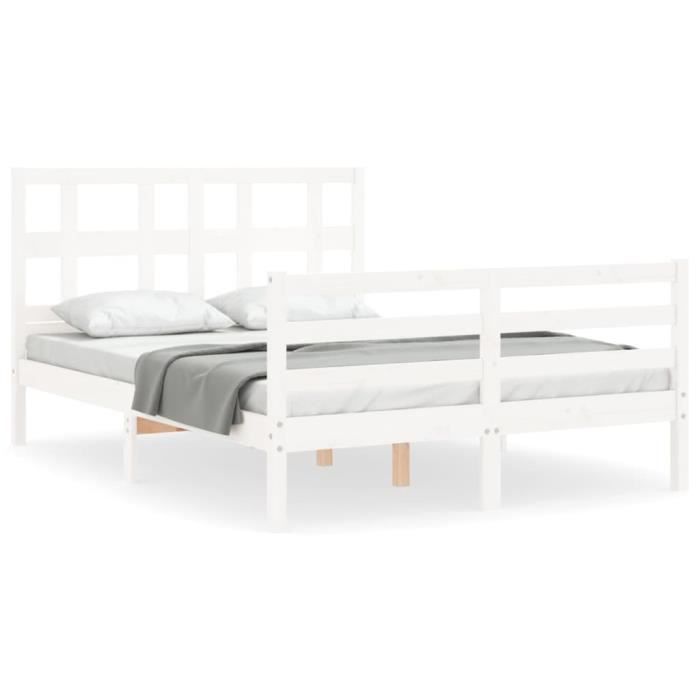 VidaXL Bed Frame with Headboard White 120x200 Cm Solid Wood 3194827