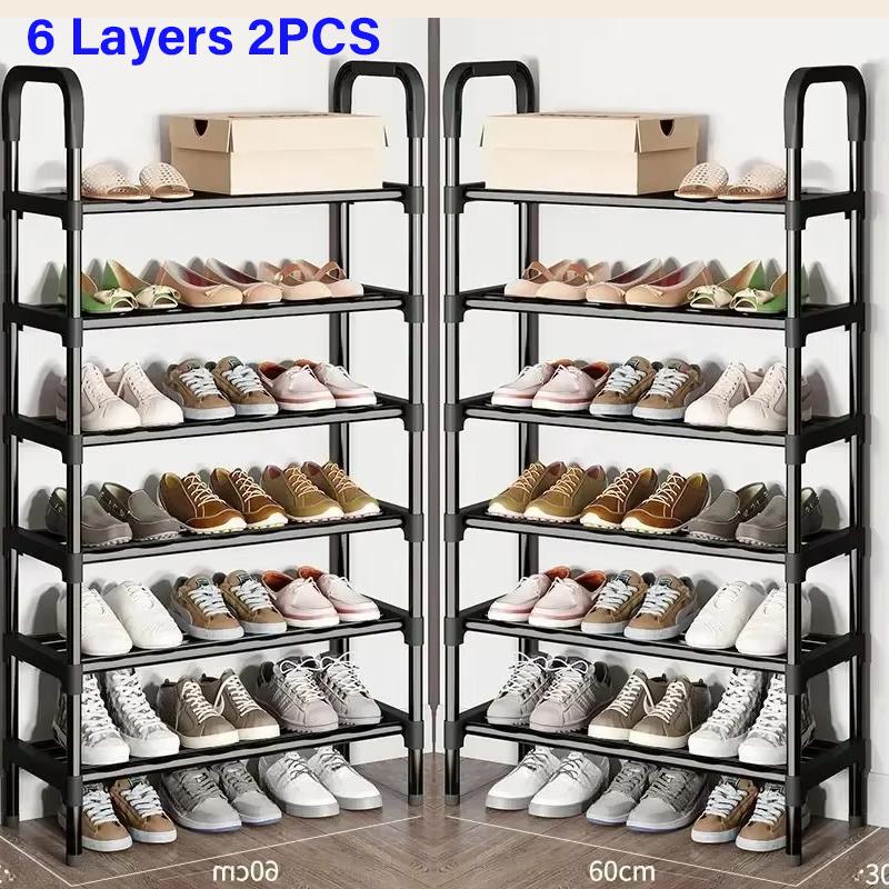 Simple Multiple LayersShoe Rack Multi-purpose Storage Cabinet Black Shoe Rack Shelf Save Space Living Room Shoe Storage Rack