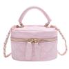 Mini Diamond Quilted Leather Bucket Bag Checkered Pattern Multi-Color Crossbody Bag with Gold Chain Shoulder Strap