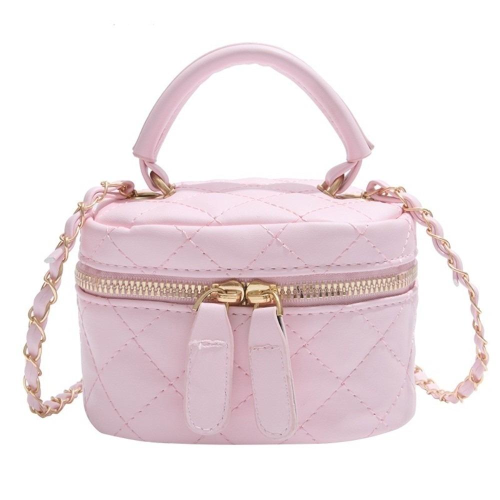 Mini Diamond Quilted Leather Bucket Bag Checkered Pattern Multi-Color Crossbody Bag with Gold Chain Shoulder Strap