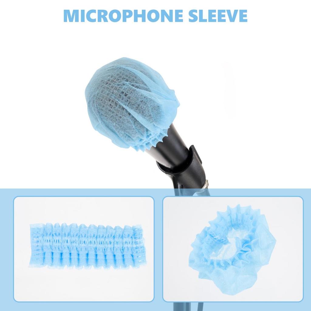 Seiko Disposable Microphone Cover 200 Pieces Non-Woven Fabric Wind Screen Microphone Protection Cover Blue Karaoke Meetings Speech Events Business Use