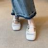 Sheepskin fashionable retro woven hollow breathable bag head sandals women's comfortable word with leather square head Roman shoes
