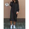 Autumn and Winter Fashion New Women's Sweater Robe Large Hooded Elegant Pocket Split Warm Hoodie Long Dress