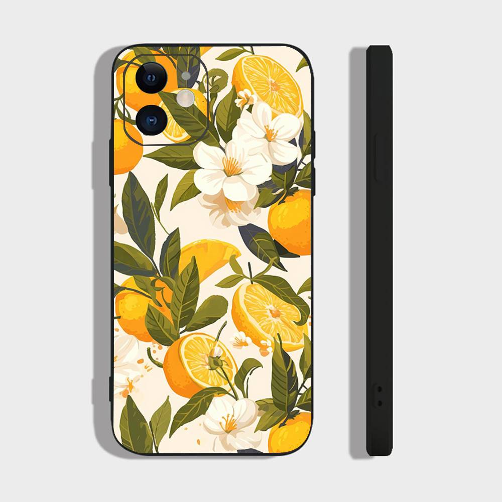 

Lemon Phone Case For IPhone 17 Air 16 15 14 13 Pro Max 11 12 Black Silicone Cover IPHONE 16PLUS