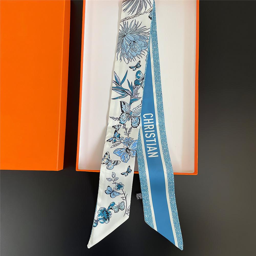 

Spring Korean Version Versatile Tarot Butterfly Flower Women s Fashion Long Ribbon Ribbon Small Scarf Scarf Women Luxury 100x6cm